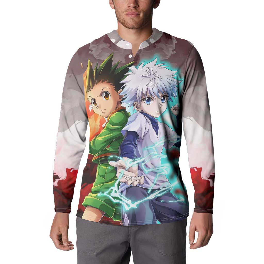 Power Duo Gon & Killua Hunter X Hunter Button Sweatshirt Anime Style