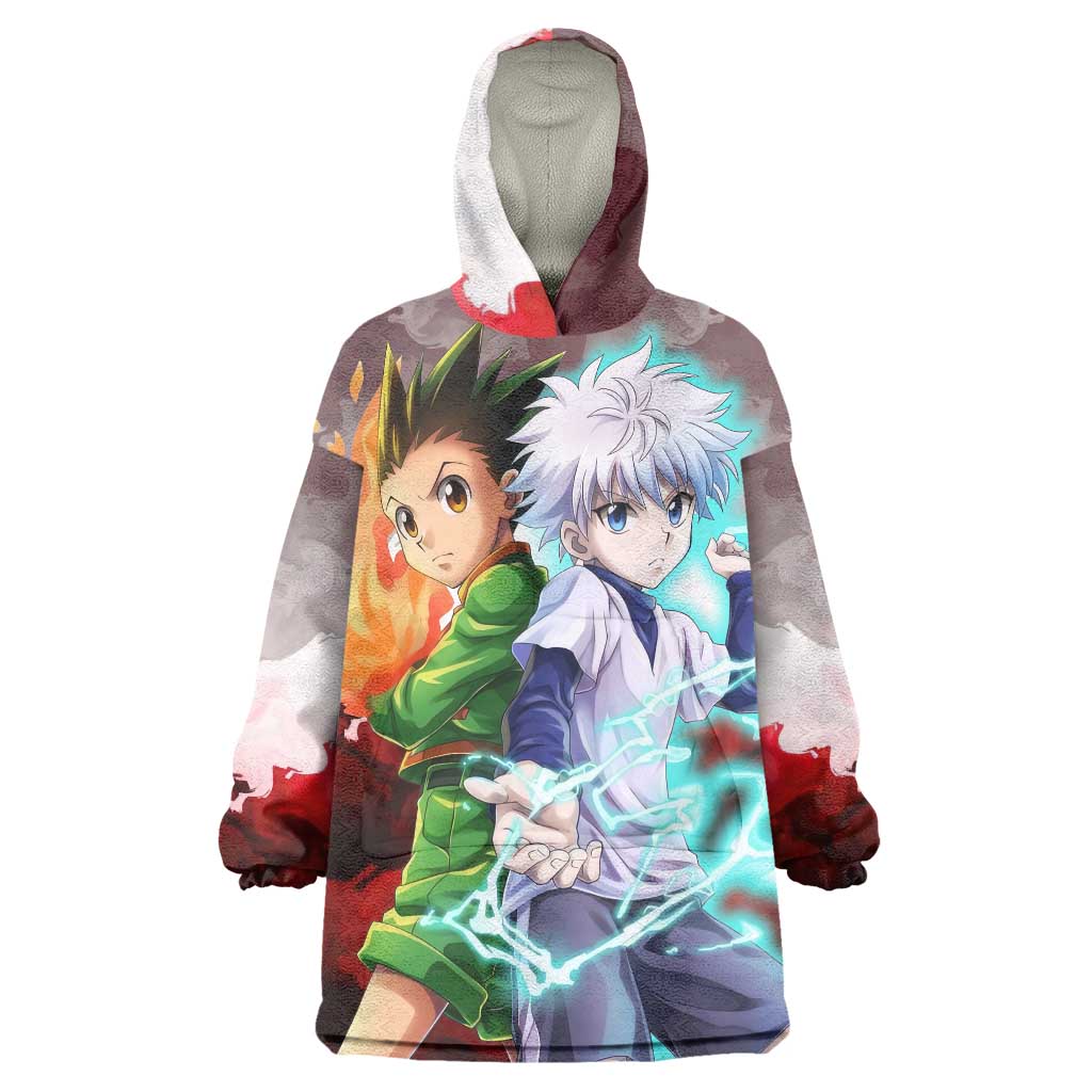 Power Duo Gon & Killua Hunter X Hunter Wearable Blanket Hoodie Anime Style