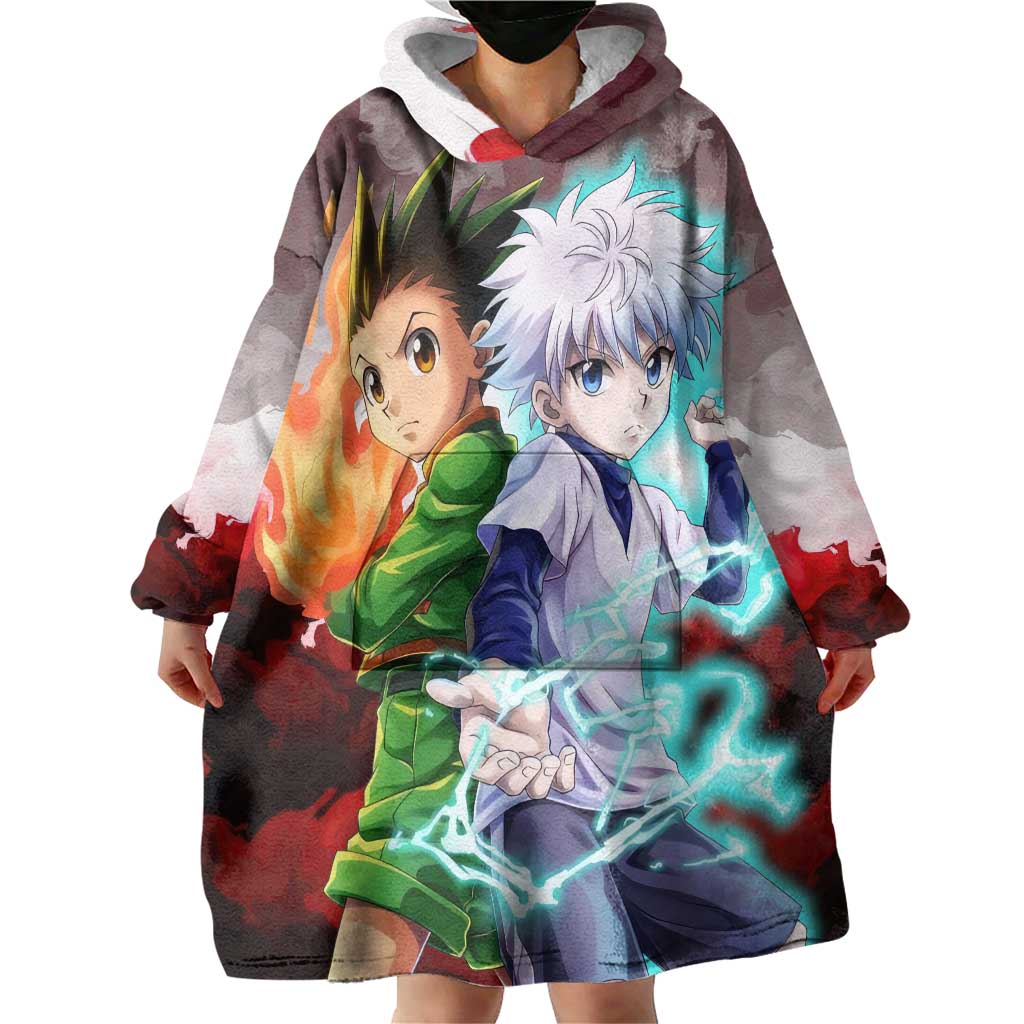 Power Duo Gon & Killua Hunter X Hunter Wearable Blanket Hoodie Anime Style