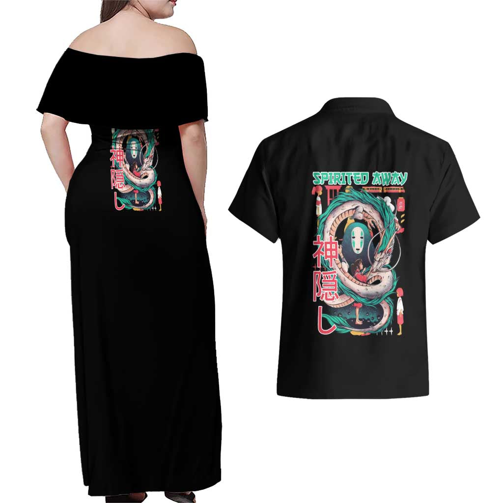 Spirited Away Studio Ghibli Couples Matching Off Shoulder Maxi Dress and Hawaiian Shirt Anime Style