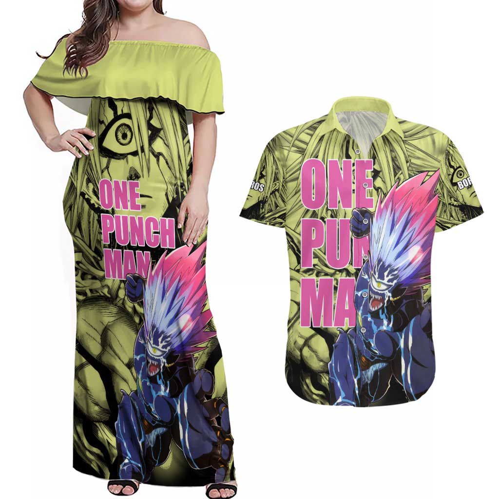 Boros - One Punch Man Couples Matching Off Shoulder Maxi Dress and Hawaiian Shirt Anime Style