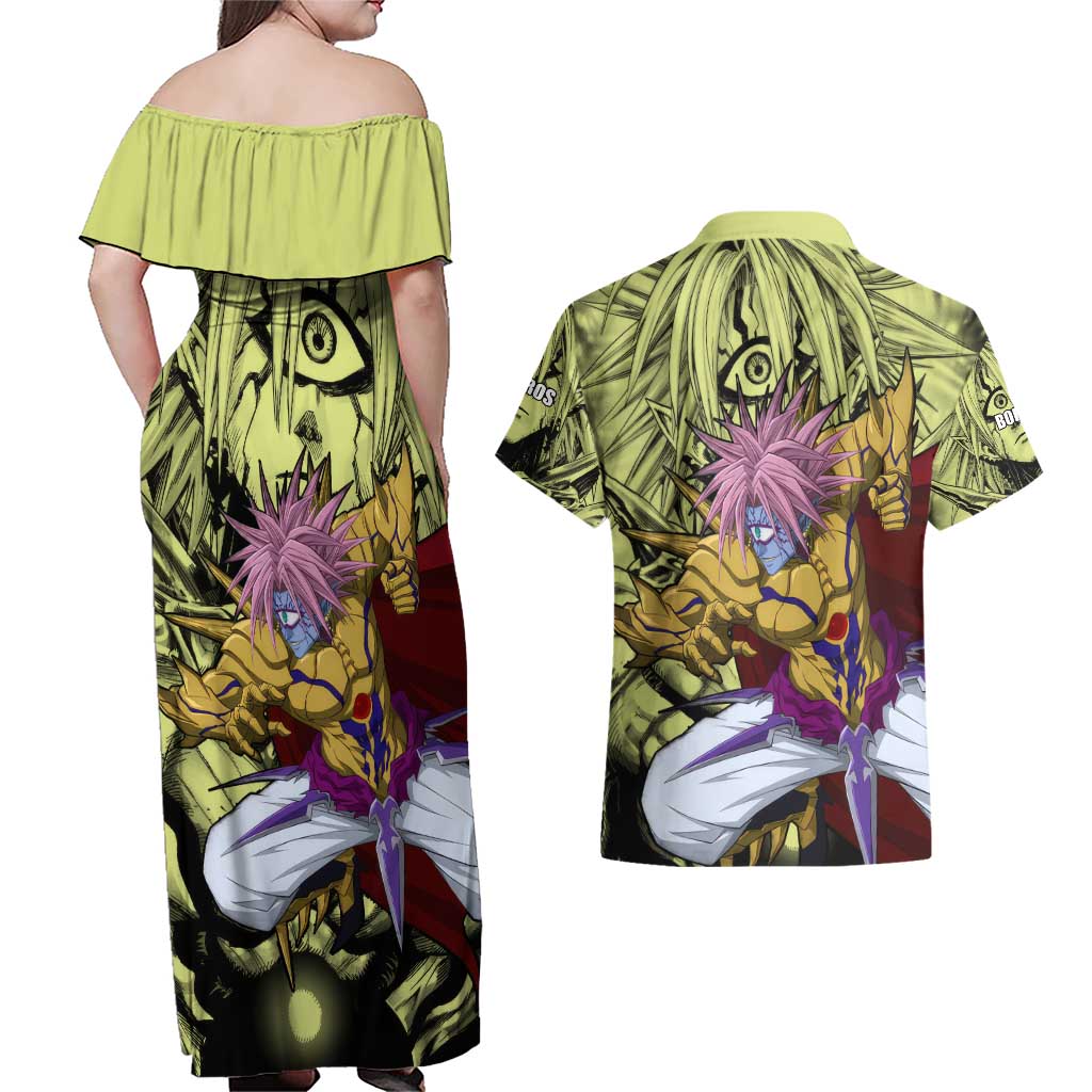 Boros - One Punch Man Couples Matching Off Shoulder Maxi Dress and Hawaiian Shirt Anime Style
