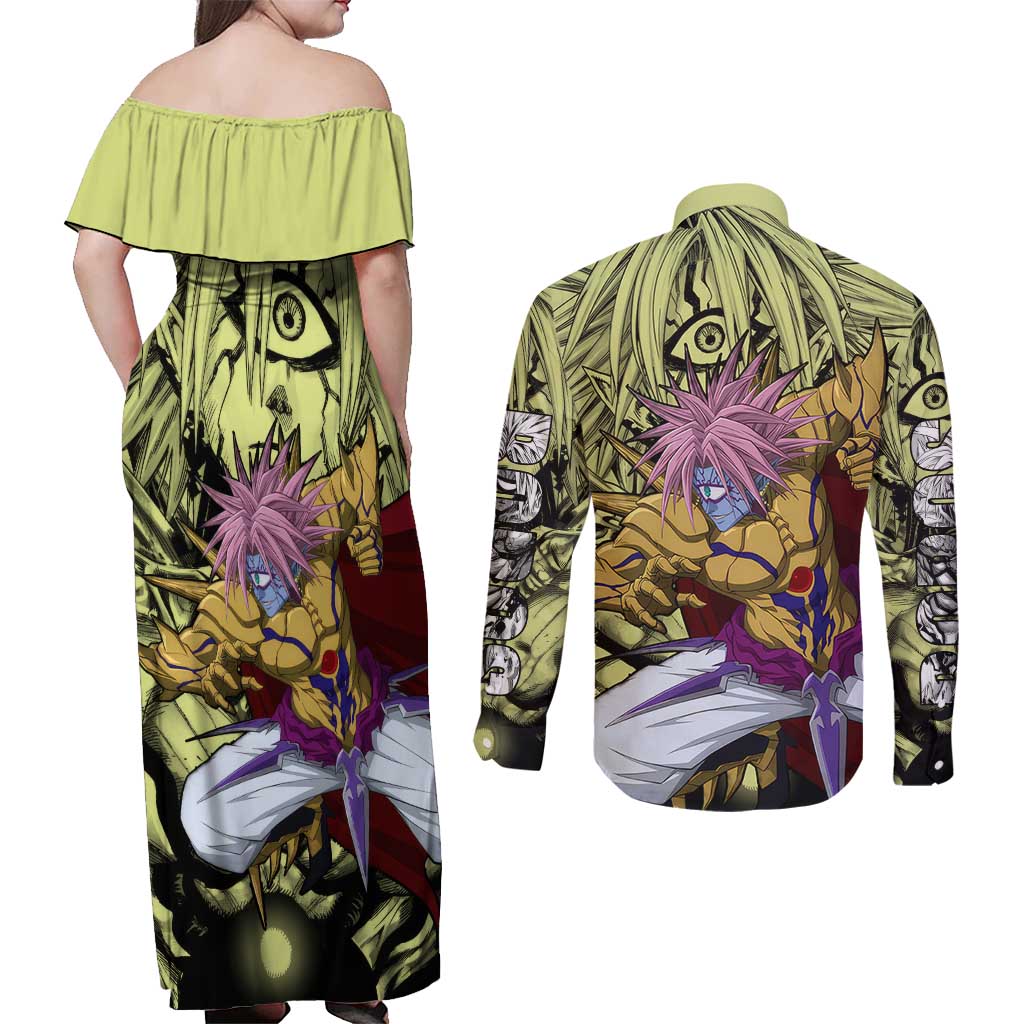 Boros - One Punch Man Couples Matching Off Shoulder Maxi Dress and Long Sleeve Button Shirt Anime Style