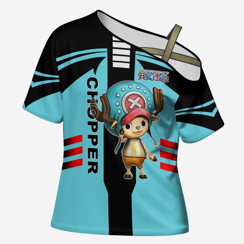 Chopper One Piece Cross Shoulder Shirt with Cute Reindeer Features and Adventurer Design - The Mazicc