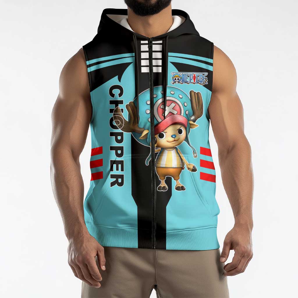 Chopper One Piece Sleeveless Zip Hoodie with Cute Reindeer Features and Adventurer Design - The Mazicc