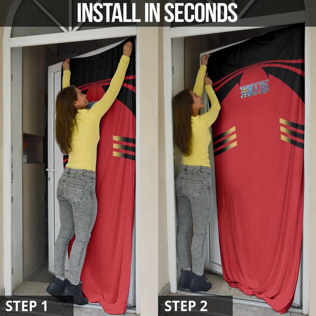 Luffy One Piece Door Cover with Straw Hat and Gear 5 Action Pose Design - The Mazicc