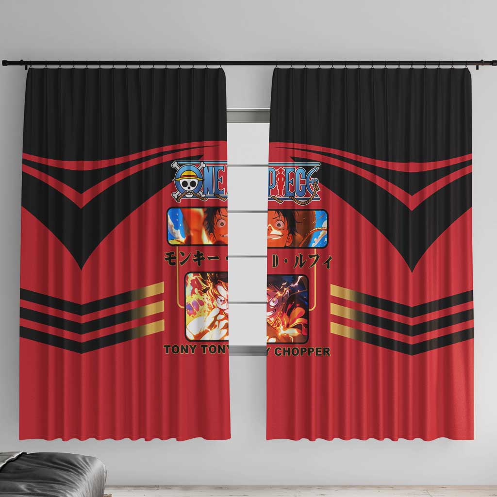 Luffy One Piece Window Curtain with Straw Hat and Gear 5 Action Pose Design - The Mazicc