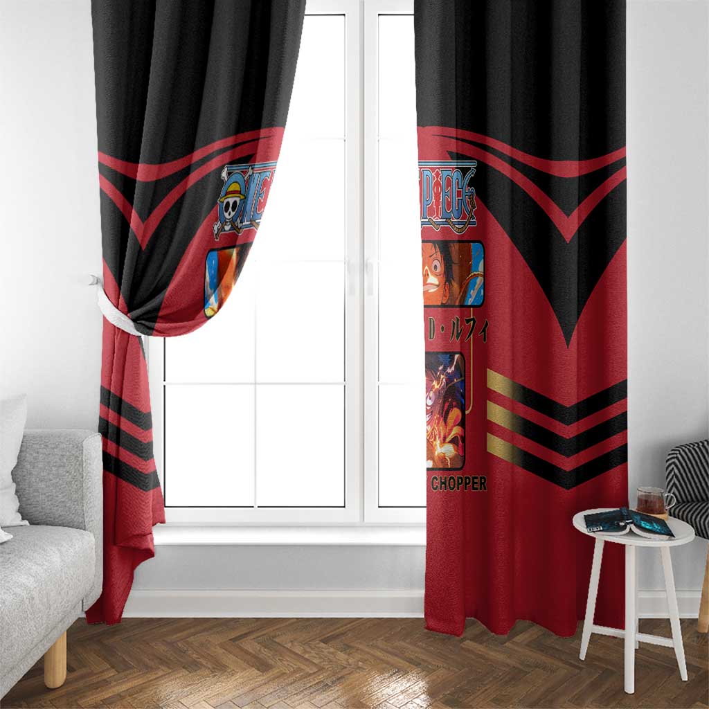 Luffy One Piece Window Curtain with Straw Hat and Gear 5 Action Pose Design - The Mazicc