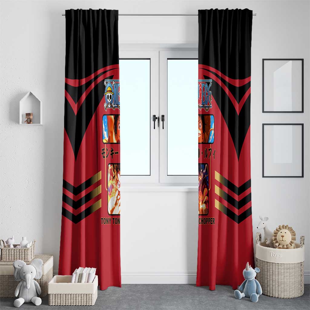 Luffy One Piece Window Curtain with Straw Hat and Gear 5 Action Pose Design - The Mazicc