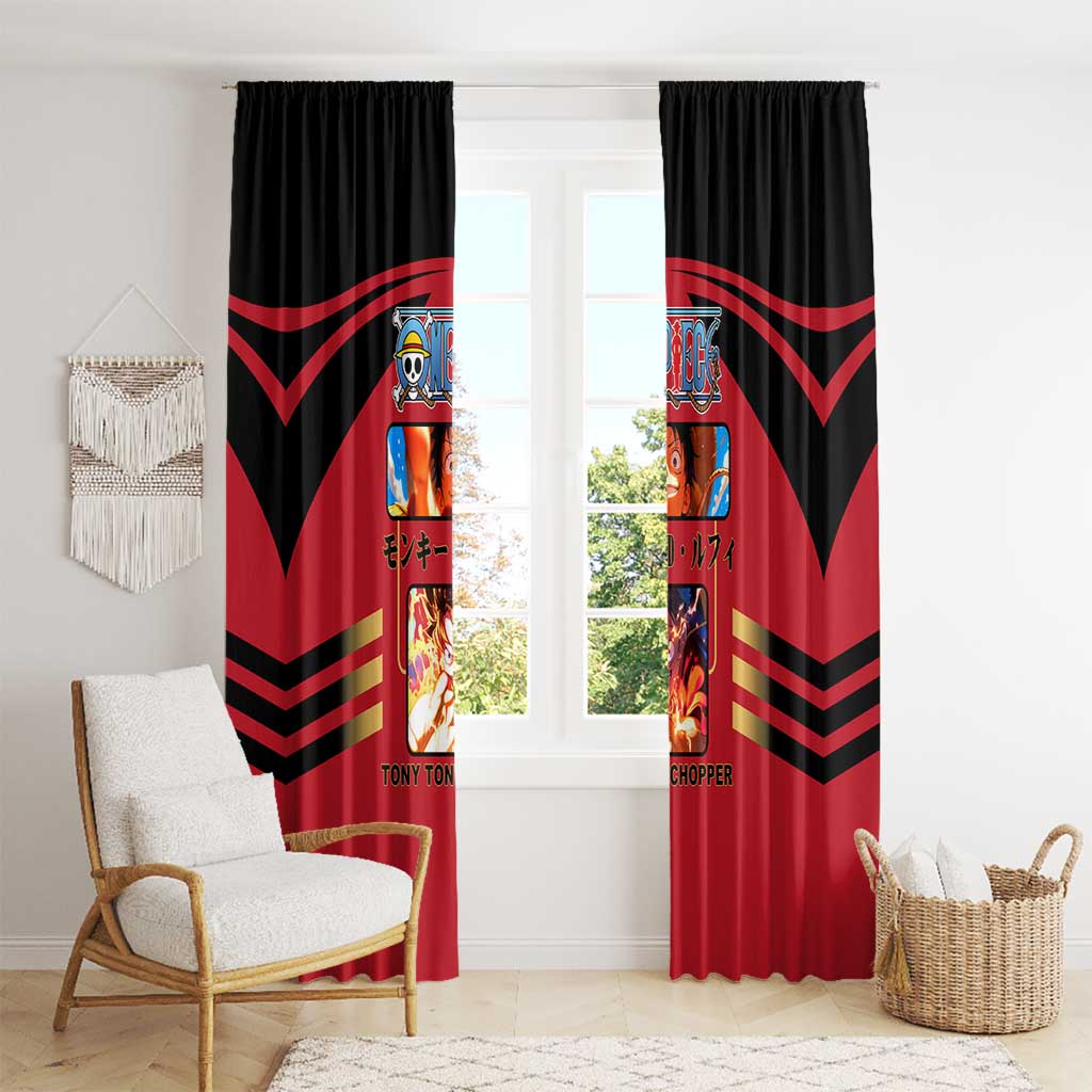 Luffy One Piece Window Curtain with Straw Hat and Gear 5 Action Pose Design - The Mazicc