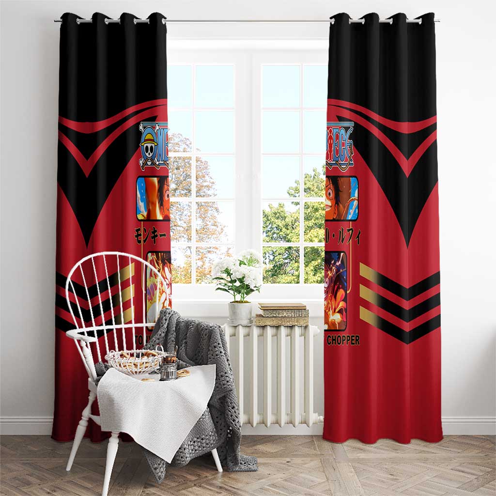 Luffy One Piece Window Curtain with Straw Hat and Gear 5 Action Pose Design - The Mazicc
