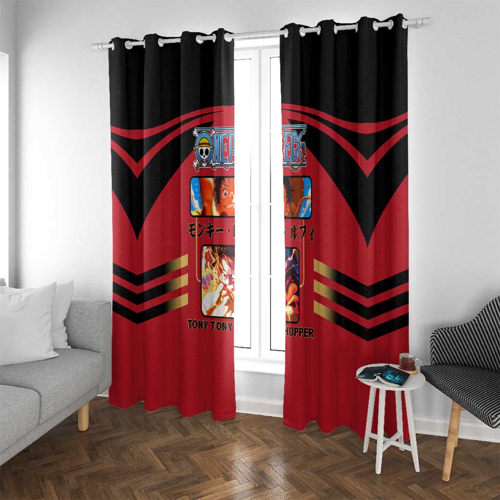 Luffy One Piece Window Curtain with Straw Hat and Gear 5 Action Pose Design - The Mazicc