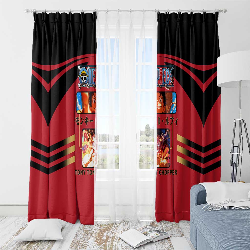 Luffy One Piece Window Curtain with Straw Hat and Gear 5 Action Pose Design - The Mazicc