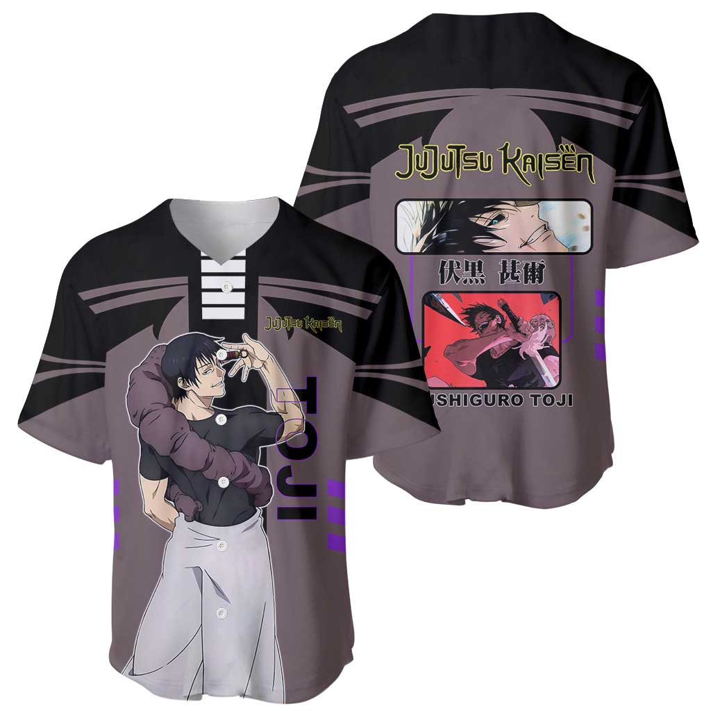 Toji Fushiguro from Jujutsu Kaisen Baseball Jersey with Cursed Energy and Combat Stance Design - The Mazicc