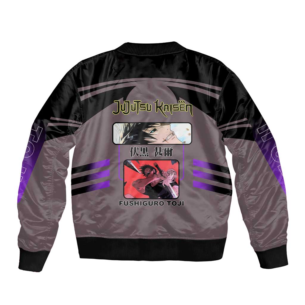 Toji Fushiguro from Jujutsu Kaisen Bomber Jacket with Cursed Energy and Combat Stance Design - The Mazicc