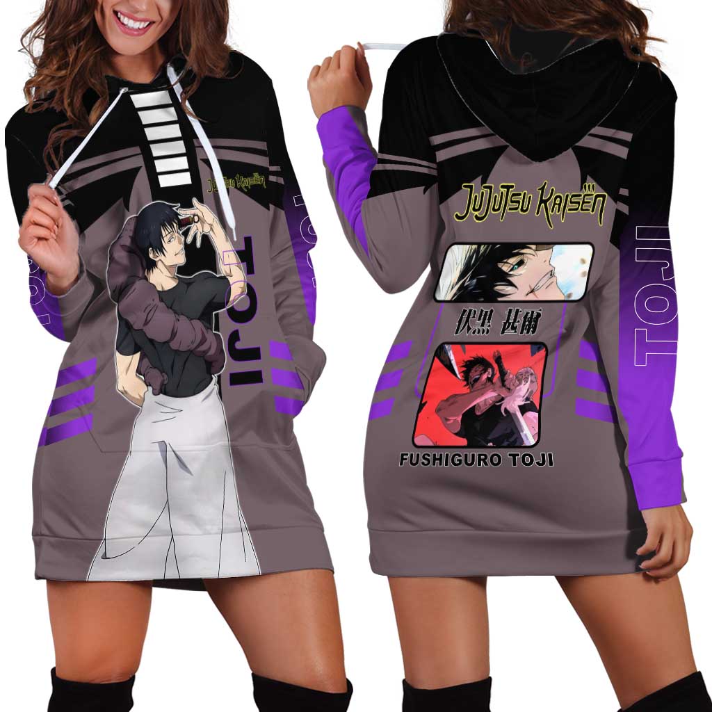 Toji Fushiguro from Jujutsu Kaisen Hoodie Dress with Cursed Energy and Combat Stance Design - The Mazicc