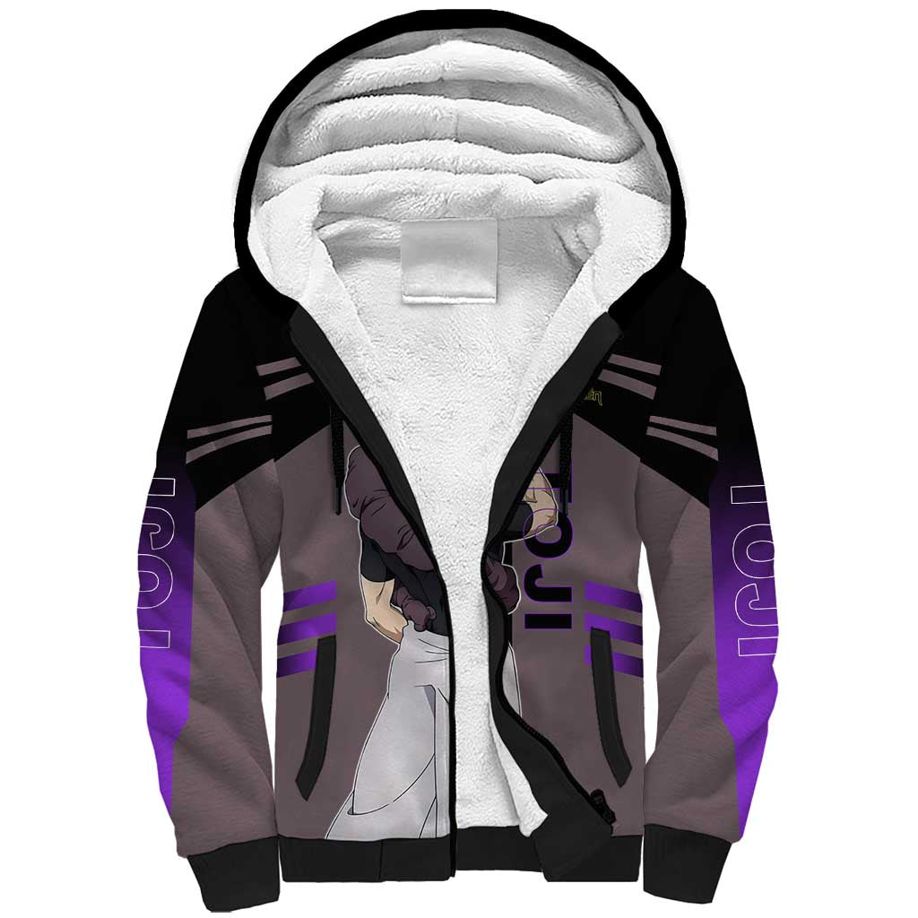Toji Fushiguro from Jujutsu Kaisen Sherpa Hoodie with Cursed Energy and Combat Stance Design - The Mazicc