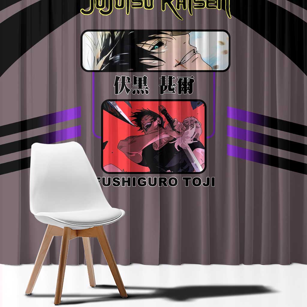 Toji Fushiguro from Jujutsu Kaisen Window Curtain with Cursed Energy and Combat Stance Design - The Mazicc