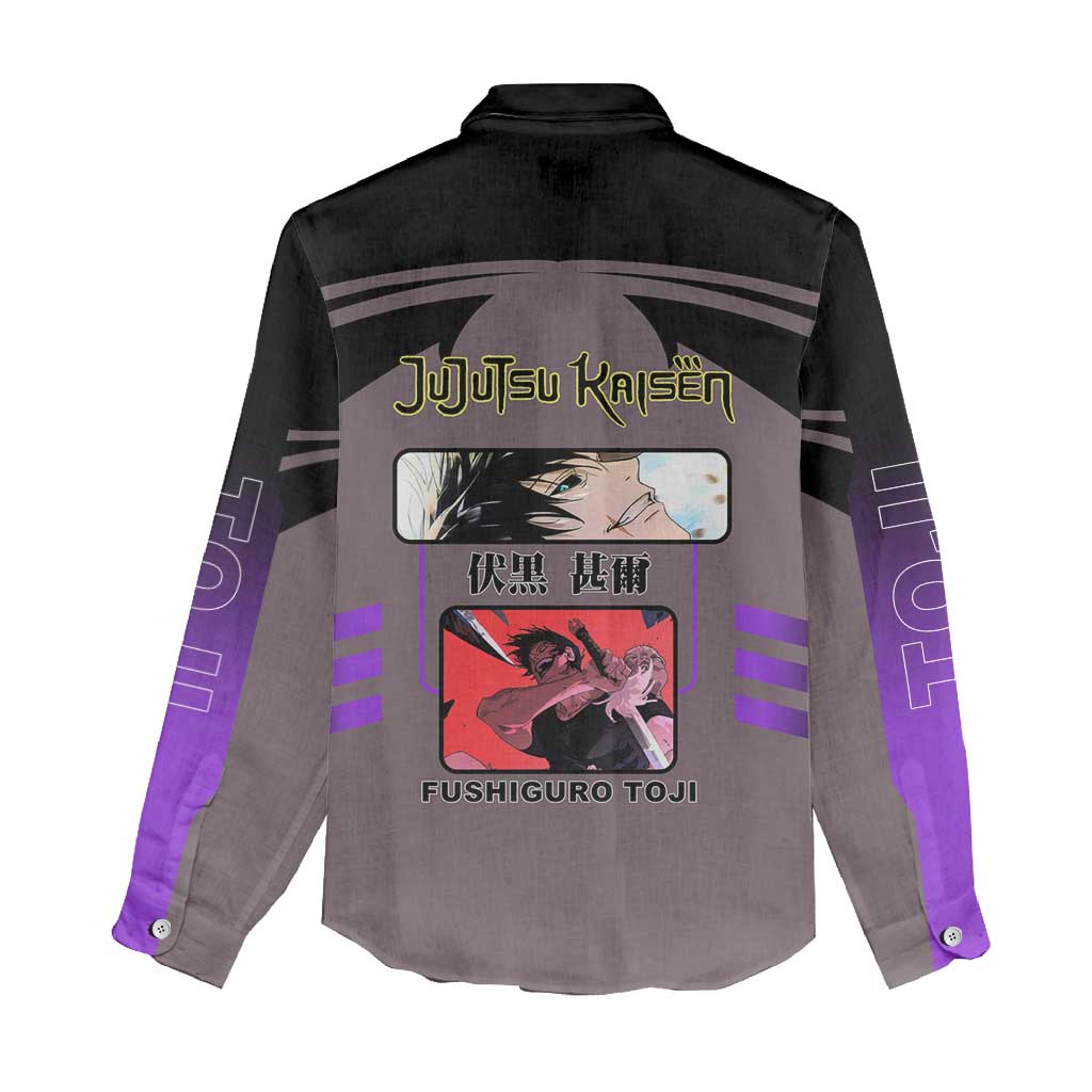 Toji Fushiguro from Jujutsu Kaisen Women Casual Shirt with Cursed Energy and Combat Stance Design - The Mazicc