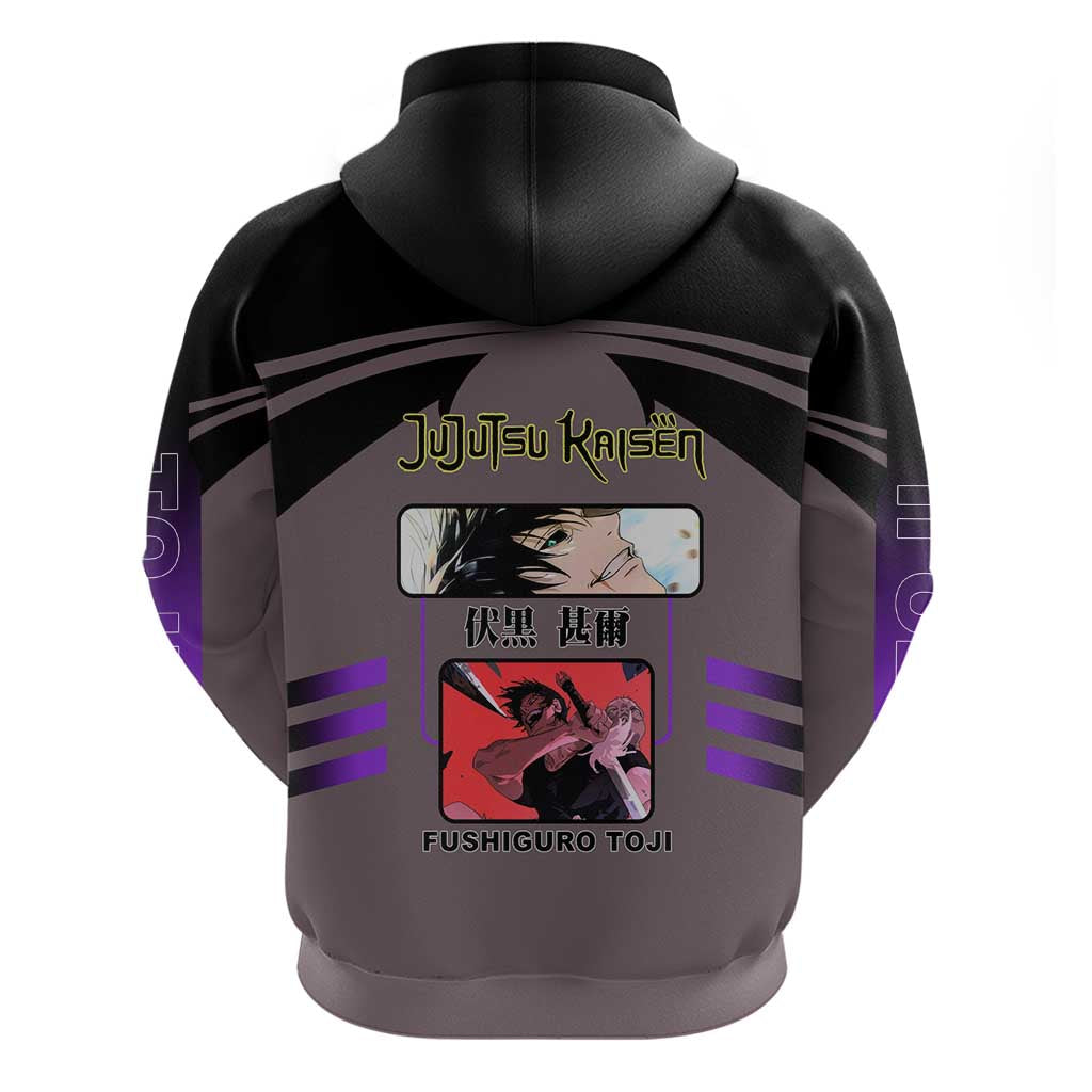 Toji Fushiguro from Jujutsu Kaisen Zip Hoodie with Cursed Energy and Combat Stance Design - The Mazicc