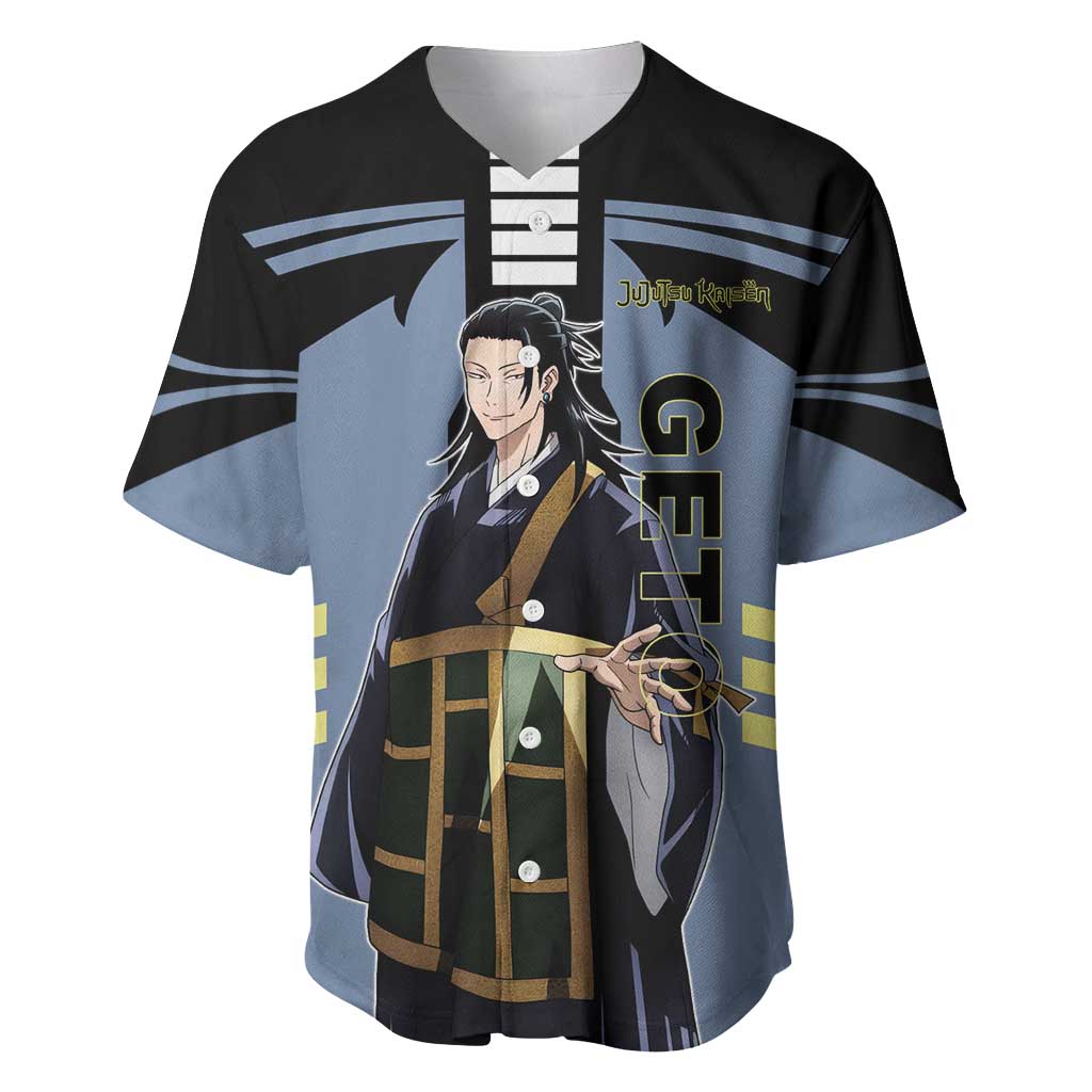 Suguru Geto from Jujutsu Kaisen Baseball Jersey with Cursed Spirit Powers and Dark Aura Design - The Mazicc