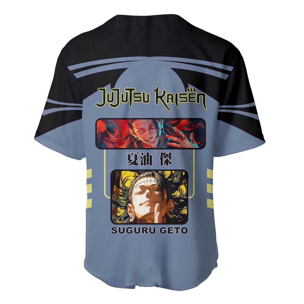 Suguru Geto from Jujutsu Kaisen Baseball Jersey with Cursed Spirit Powers and Dark Aura Design - The Mazicc