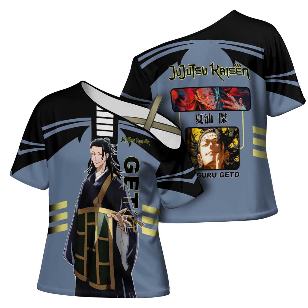 Suguru Geto from Jujutsu Kaisen Cross Shoulder Shirt with Cursed Spirit Powers and Dark Aura Design - The Mazicc