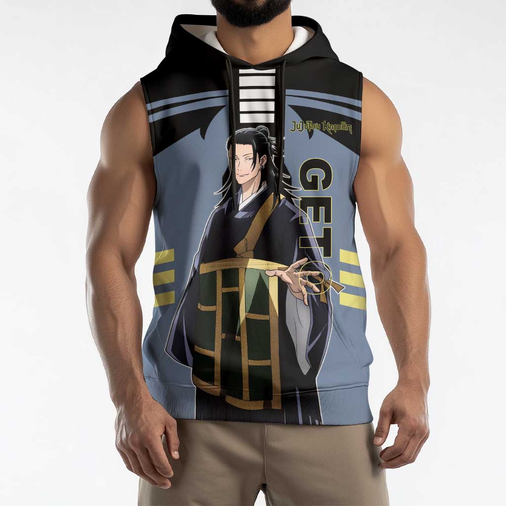 Suguru Geto from Jujutsu Kaisen Sleeveless Hoodie with Cursed Spirit Powers and Dark Aura Design - The Mazicc