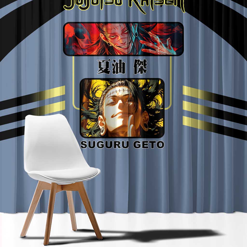 Suguru Geto from Jujutsu Kaisen Window Curtain with Cursed Spirit Powers and Dark Aura Design - The Mazicc