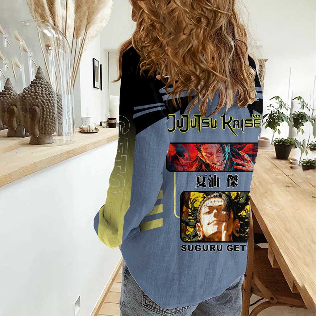 Suguru Geto from Jujutsu Kaisen Women Casual Shirt with Cursed Spirit Powers and Dark Aura Design - The Mazicc