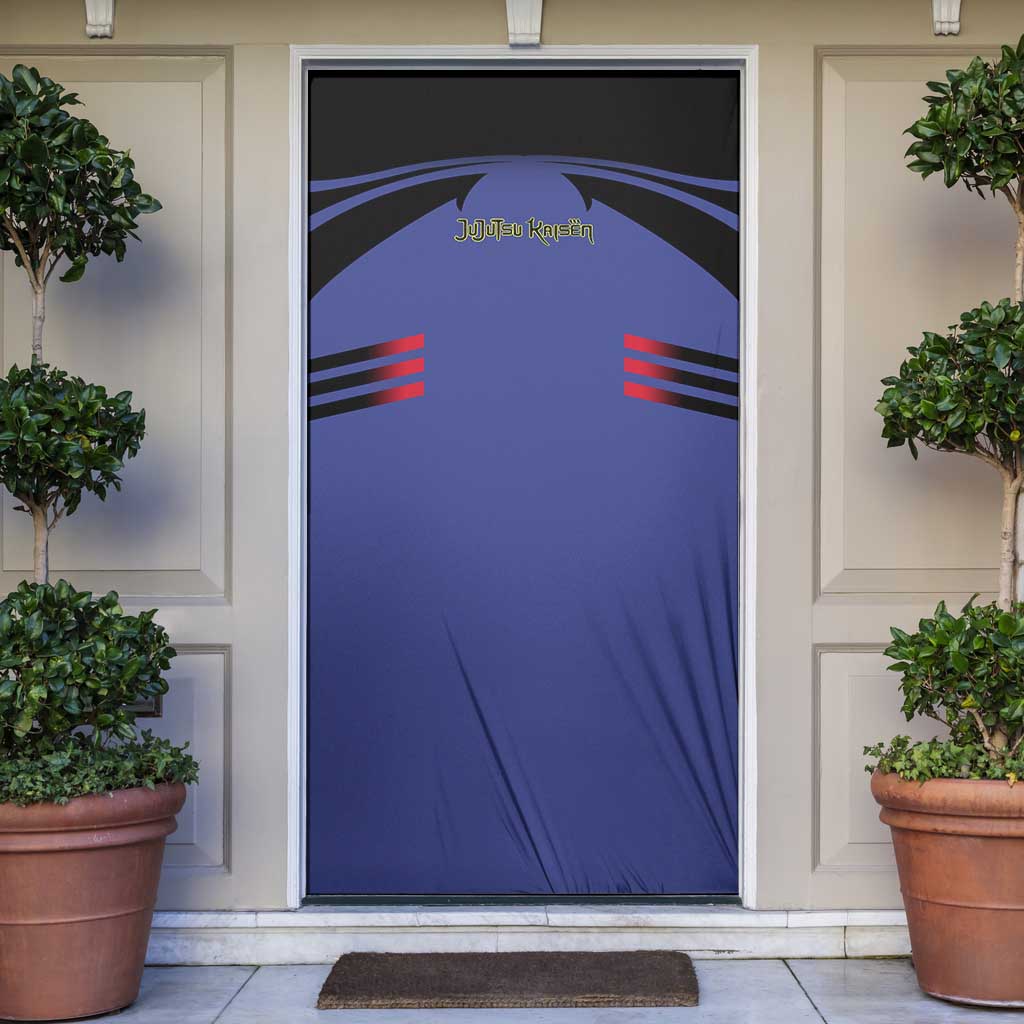 Yuji Itadori from Jujutsu Kaisen Door Cover with Cursed Energy and Dynamic Fighting Pose Design - The Mazicc