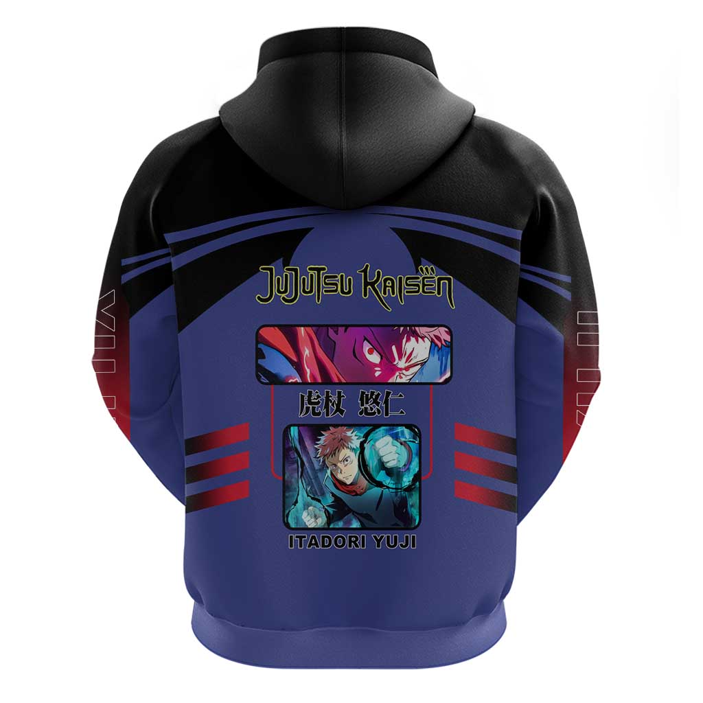 Yuji Itadori from Jujutsu Kaisen Hoodie with Cursed Energy and Dynamic Fighting Pose Design - The Mazicc