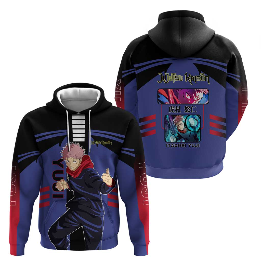 Yuji Itadori from Jujutsu Kaisen Hoodie with Cursed Energy and Dynamic Fighting Pose Design - The Mazicc