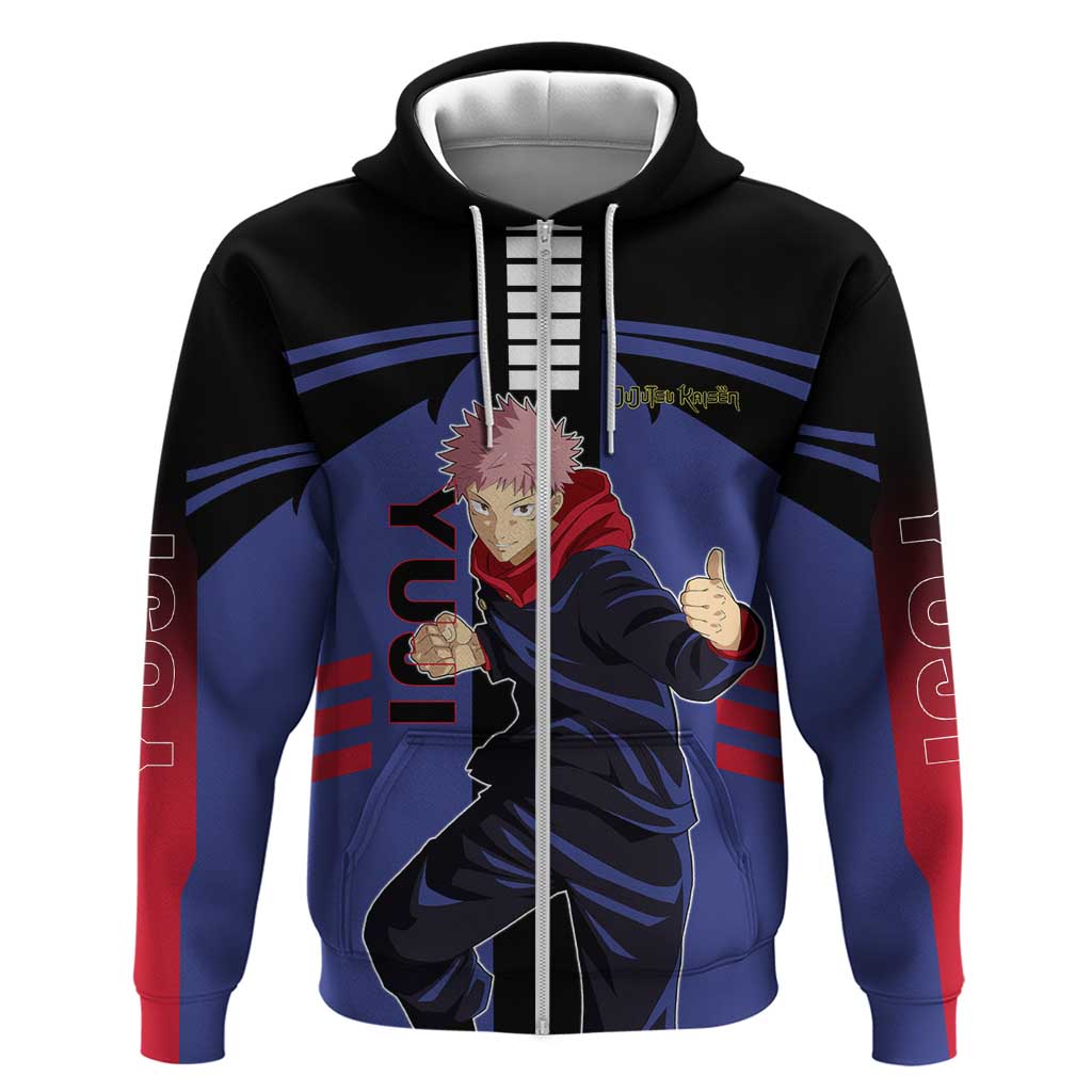Yuji Itadori from Jujutsu Kaisen Hoodie with Cursed Energy and Dynamic Fighting Pose Design - The Mazicc