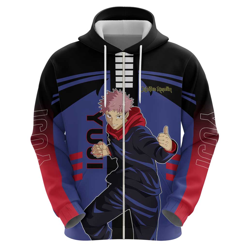 Yuji Itadori from Jujutsu Kaisen Hoodie with Cursed Energy and Dynamic Fighting Pose Design - The Mazicc