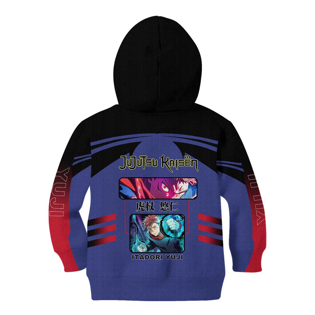 Yuji Itadori from Jujutsu Kaisen Kid Hoodie with Cursed Energy and Dynamic Fighting Pose Design - The Mazicc