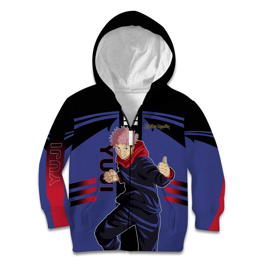 Yuji Itadori from Jujutsu Kaisen Kid Hoodie with Cursed Energy and Dynamic Fighting Pose Design - The Mazicc