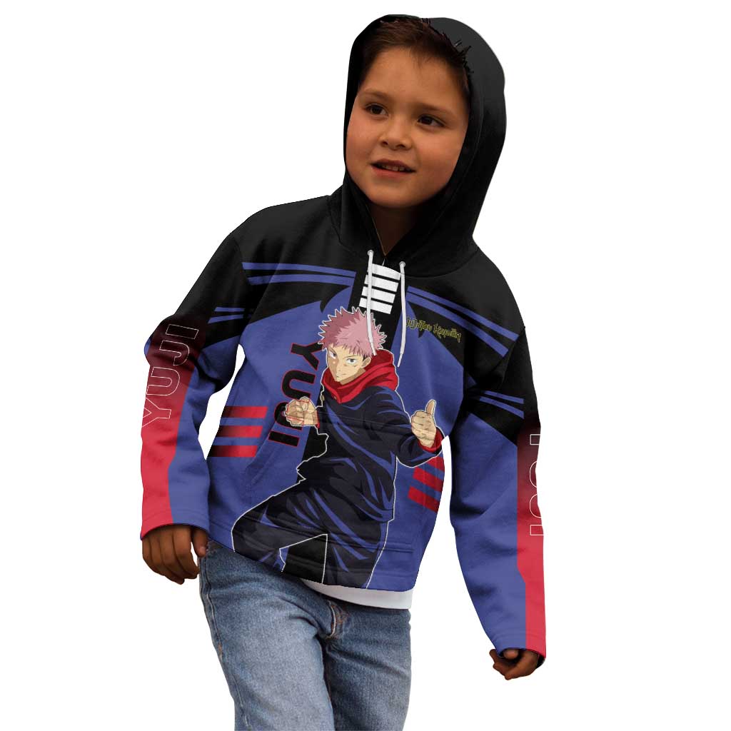 Yuji Itadori from Jujutsu Kaisen Kid Hoodie with Cursed Energy and Dynamic Fighting Pose Design - The Mazicc