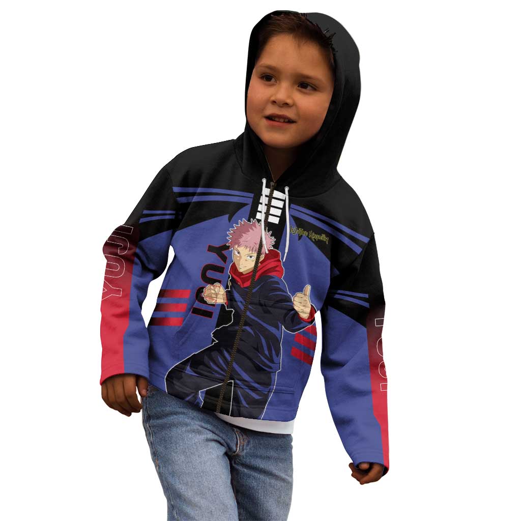 Yuji Itadori from Jujutsu Kaisen Kid Hoodie with Cursed Energy and Dynamic Fighting Pose Design - The Mazicc