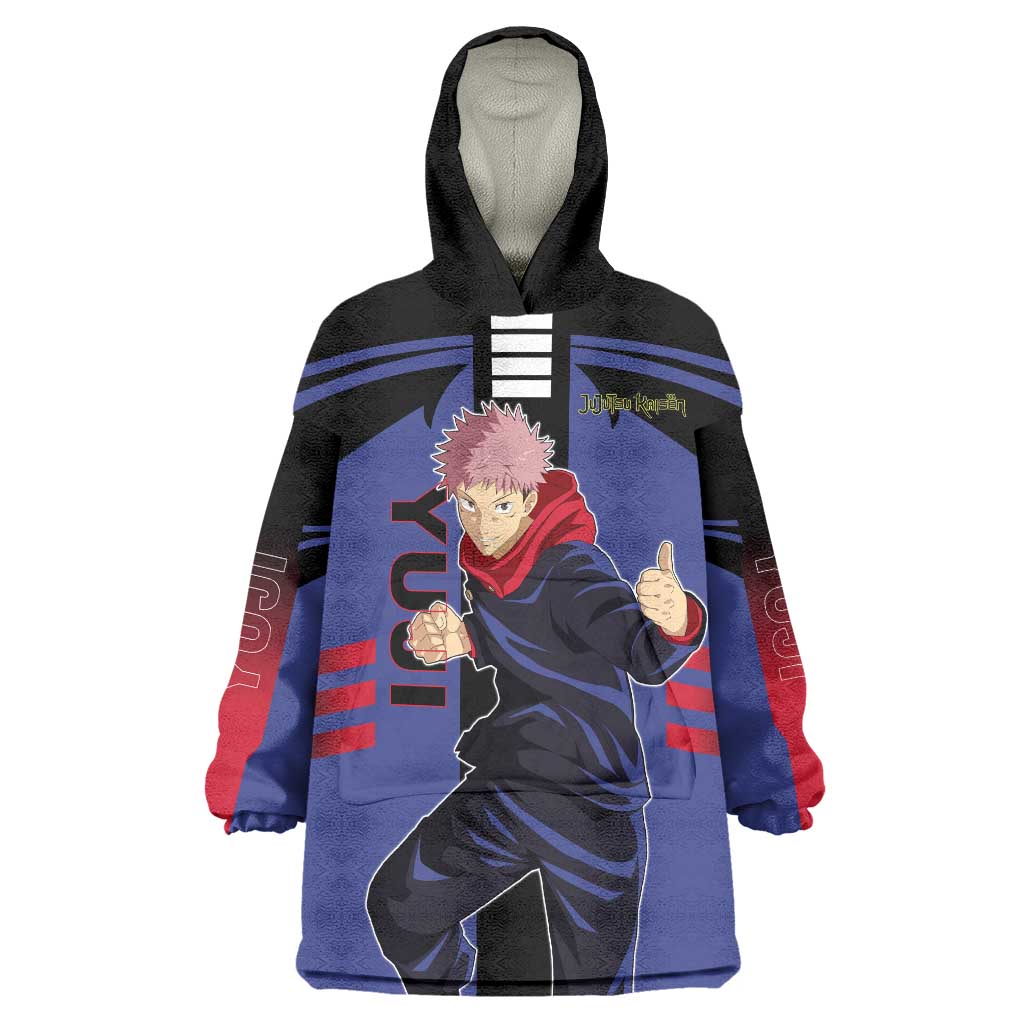 Yuji Itadori from Jujutsu Kaisen Wearable Blanket Hoodie with Cursed Energy and Dynamic Fighting Pose Design - The Mazicc