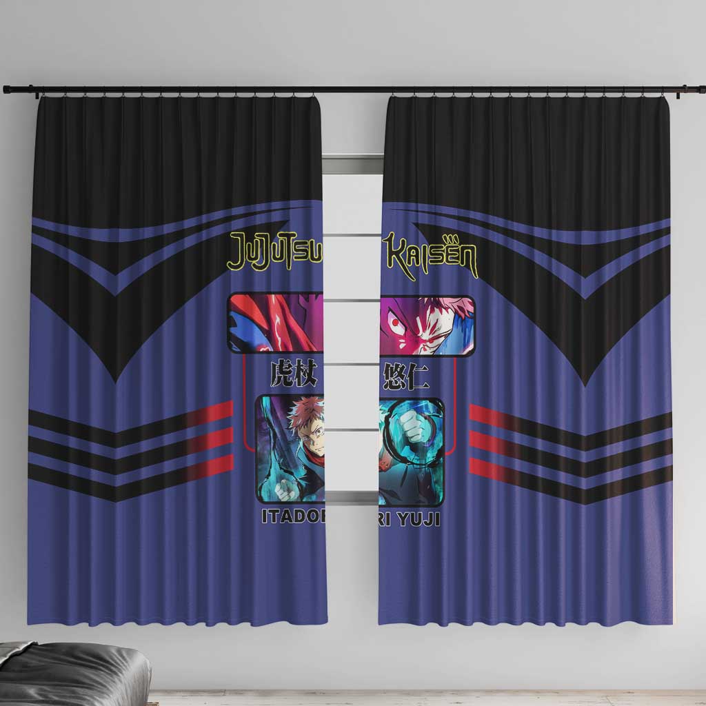 Yuji Itadori from Jujutsu Kaisen Window Curtain with Cursed Energy and Dynamic Fighting Pose Design - The Mazicc