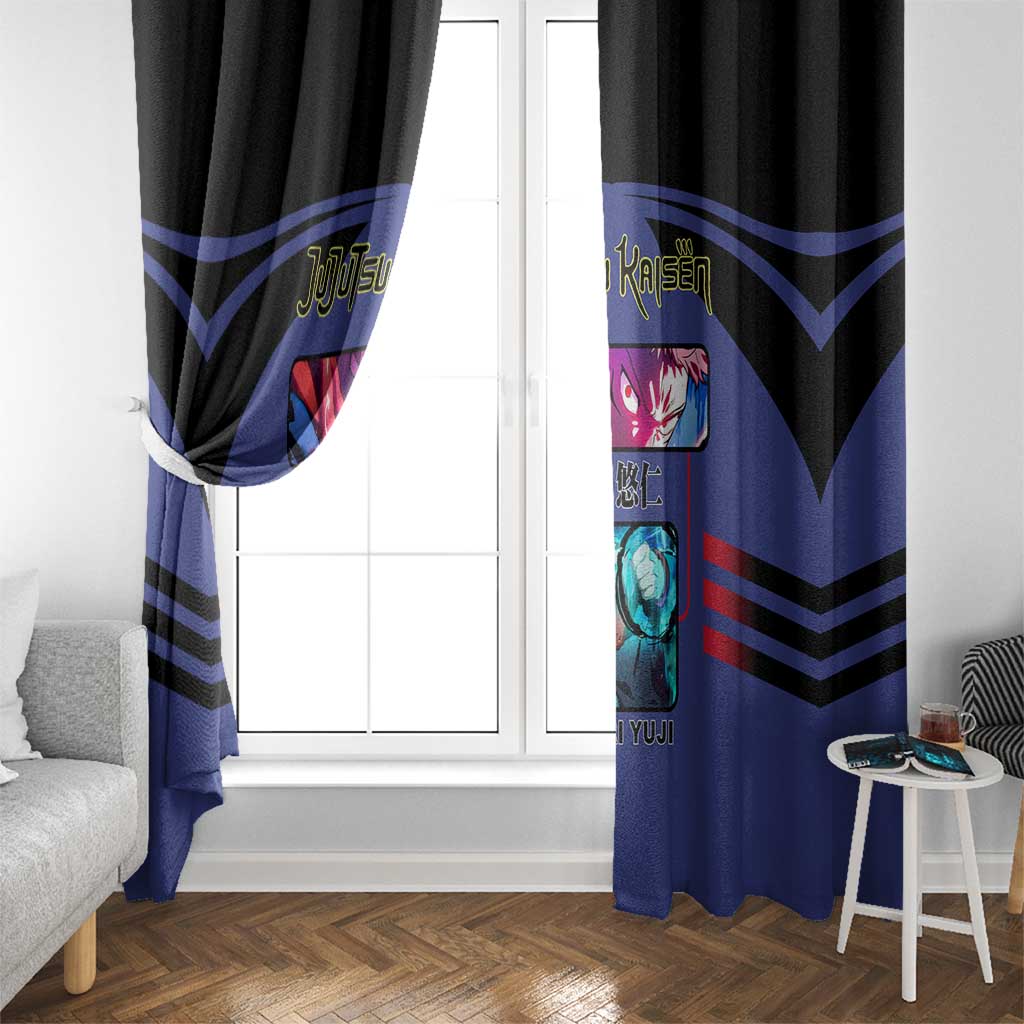 Yuji Itadori from Jujutsu Kaisen Window Curtain with Cursed Energy and Dynamic Fighting Pose Design - The Mazicc