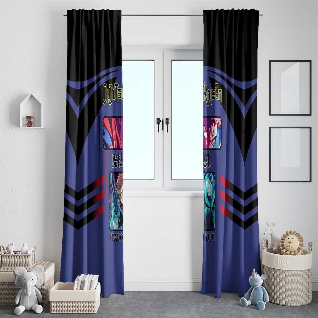 Yuji Itadori from Jujutsu Kaisen Window Curtain with Cursed Energy and Dynamic Fighting Pose Design - The Mazicc