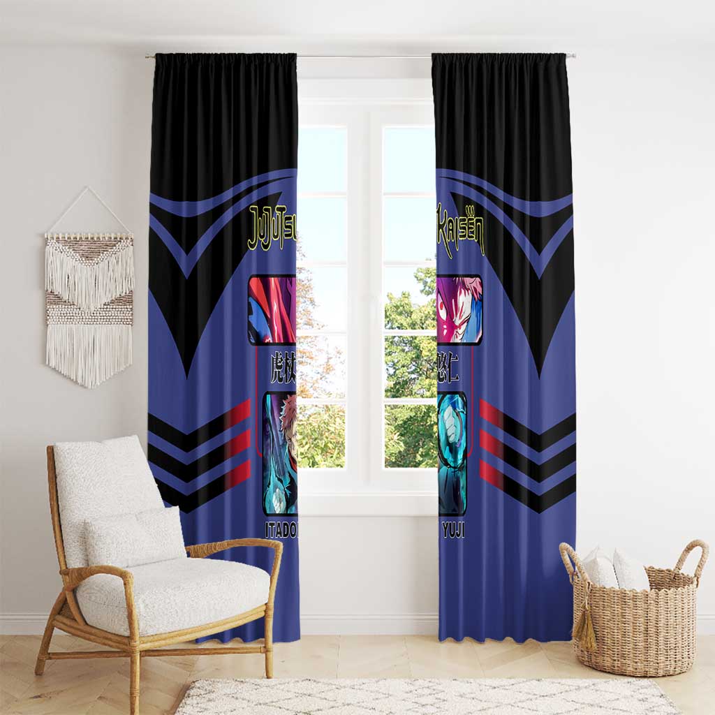 Yuji Itadori from Jujutsu Kaisen Window Curtain with Cursed Energy and Dynamic Fighting Pose Design - The Mazicc