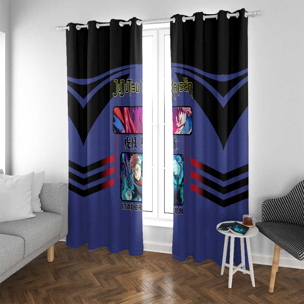 Yuji Itadori from Jujutsu Kaisen Window Curtain with Cursed Energy and Dynamic Fighting Pose Design - The Mazicc