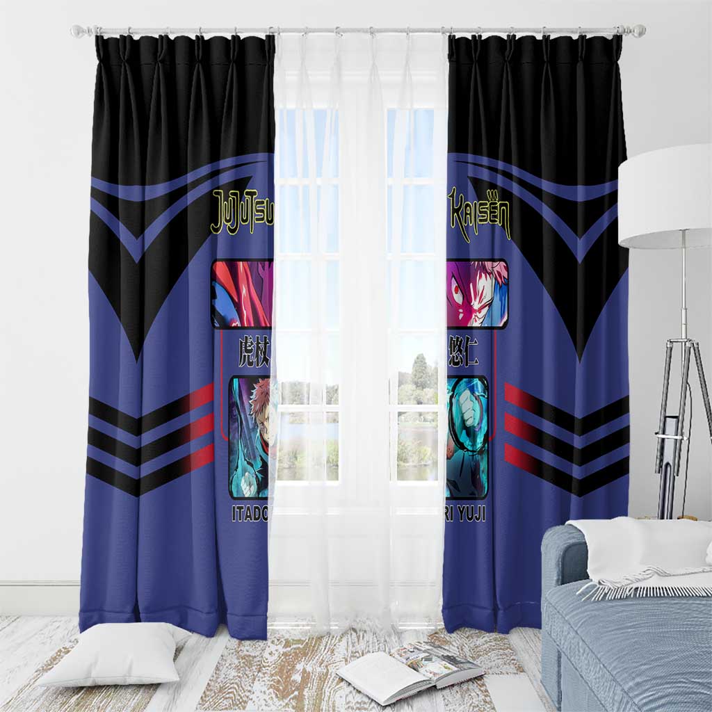 Yuji Itadori from Jujutsu Kaisen Window Curtain with Cursed Energy and Dynamic Fighting Pose Design - The Mazicc