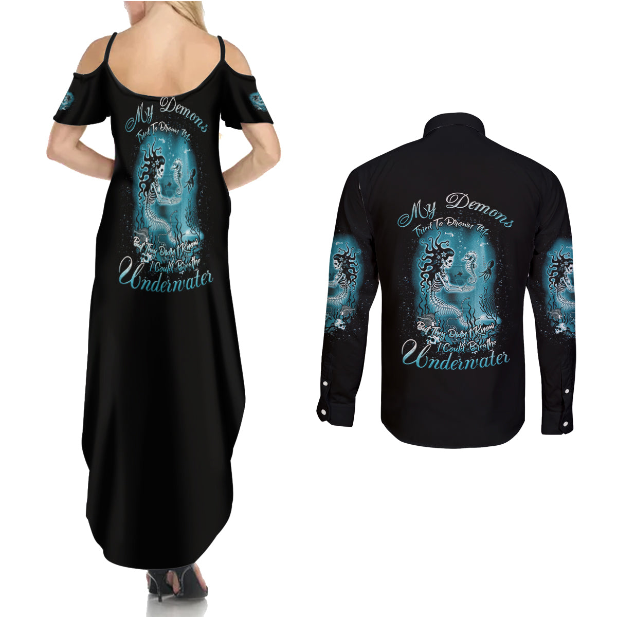 my-demons-tried-to-drown-me-mermaid-couples-matching-summer-maxi-dress-and-long-sleeve-button-shirt