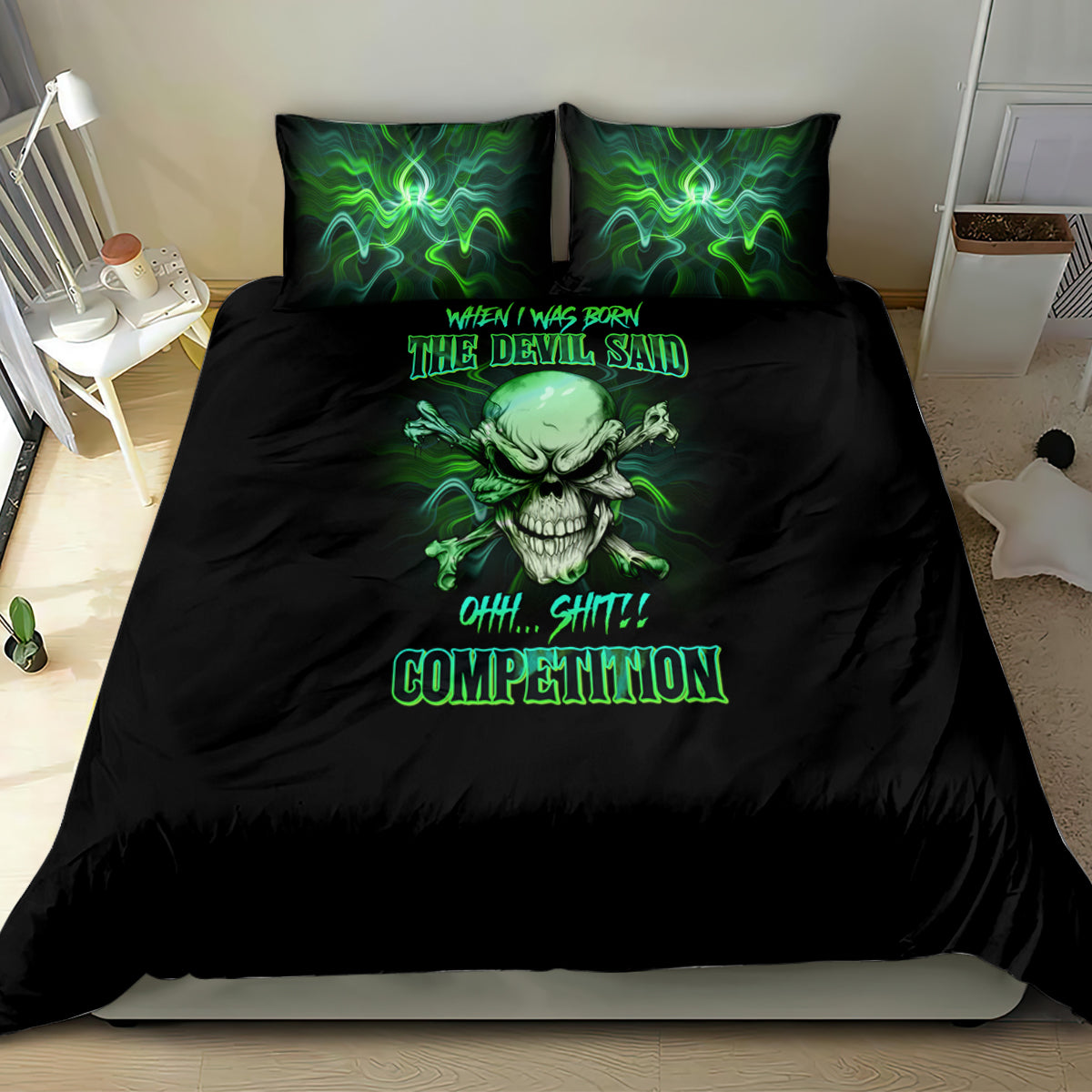 when-i-was-born-mad-skull-bedding-set