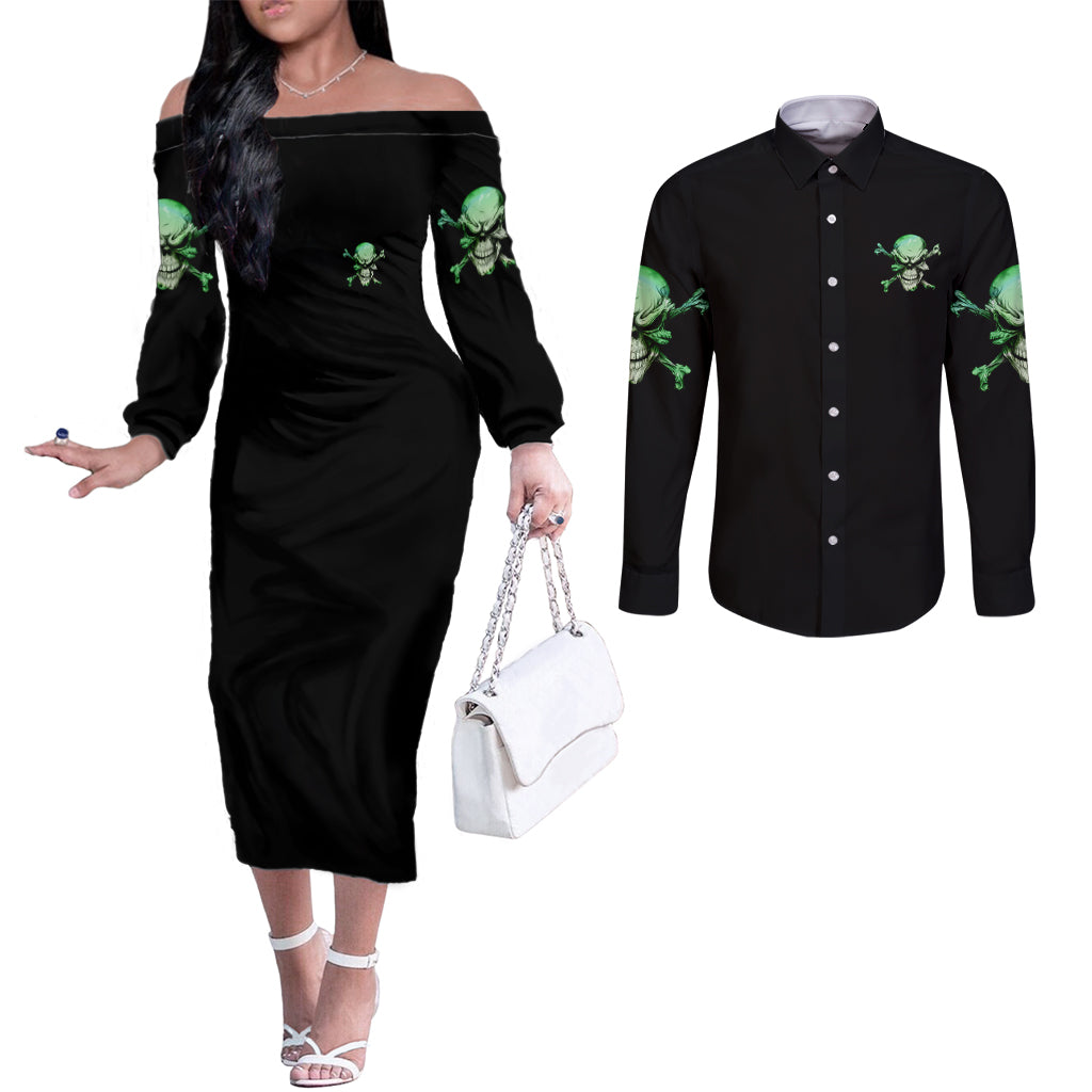 when-i-was-born-mad-skull-couples-matching-off-the-shoulder-long-sleeve-dress-and-long-sleeve-button-shirt