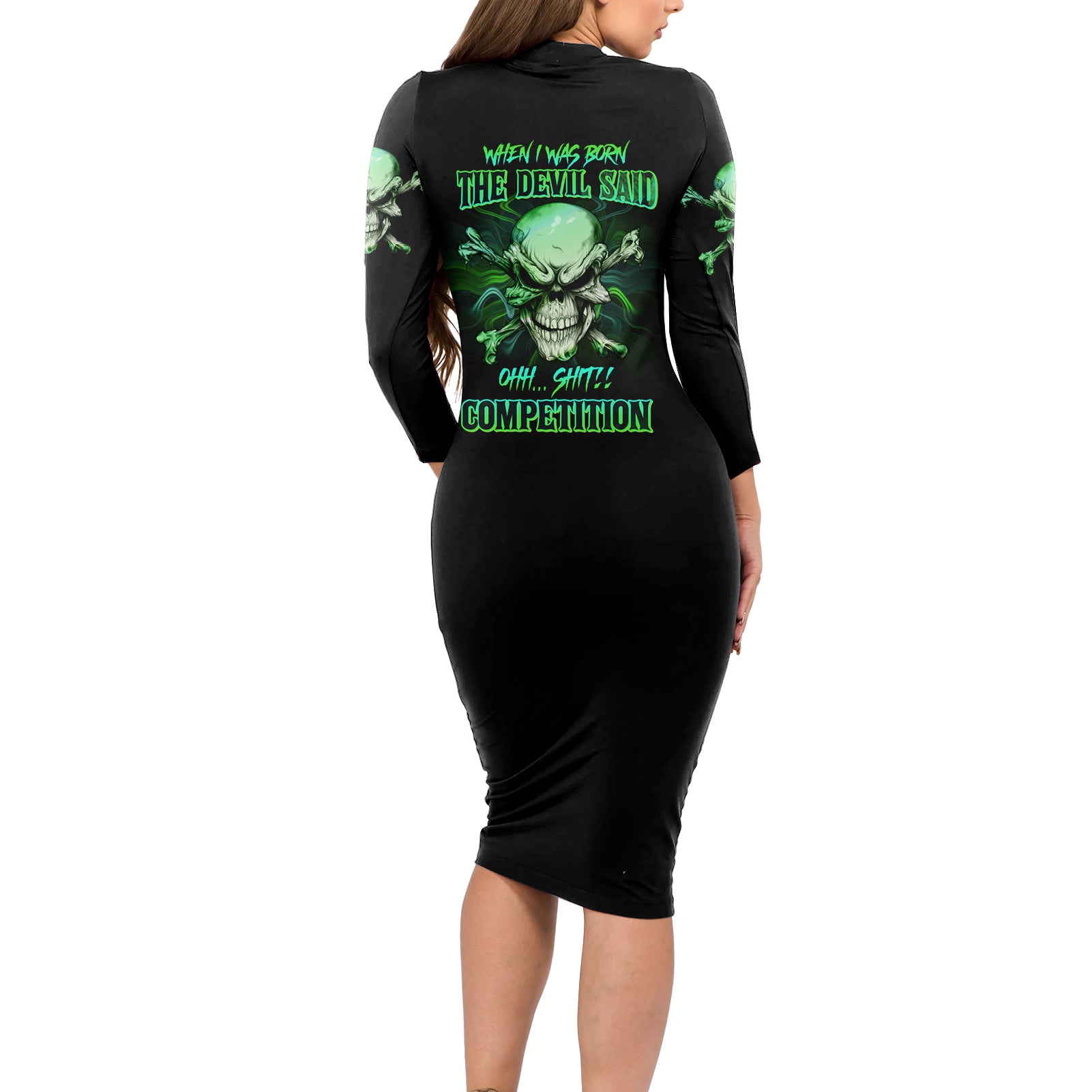 when-i-was-born-mad-skull-long-sleeve-bodycon-dress